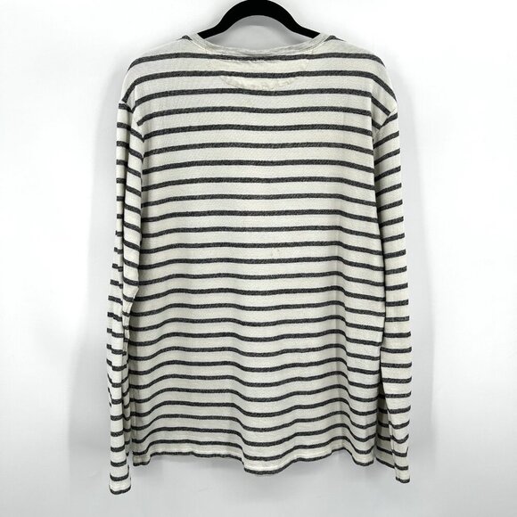 SCOTCH & SODA *Flawed* Men's Gray White Striped Long Sleeve Henley Shirt Size XL - Picture 2 of 9